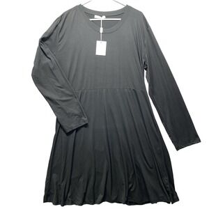 NWT Haute Edition Dress Womens Size 2X Black Long Sleeve Swing Round Neck Casual